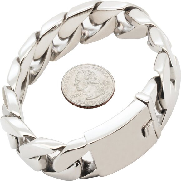 Amazon.com: ROWIN&CO Heavy Mens 25mm Wide Stainless Steel  316L Stainless Steel 25mm Cuban Link Bracelet 9”